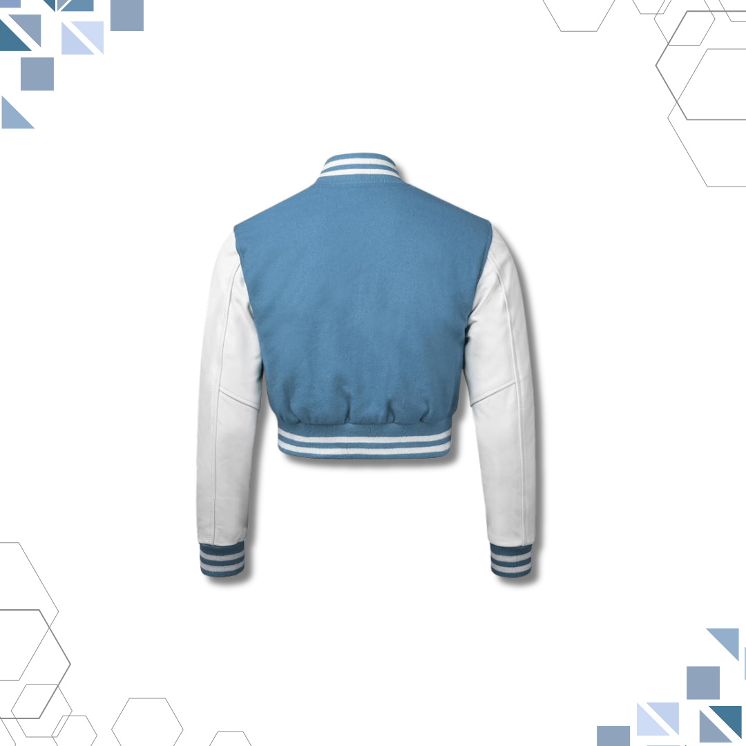 Sportibay - Cropped Varsity Jacket | Baby Blue & White