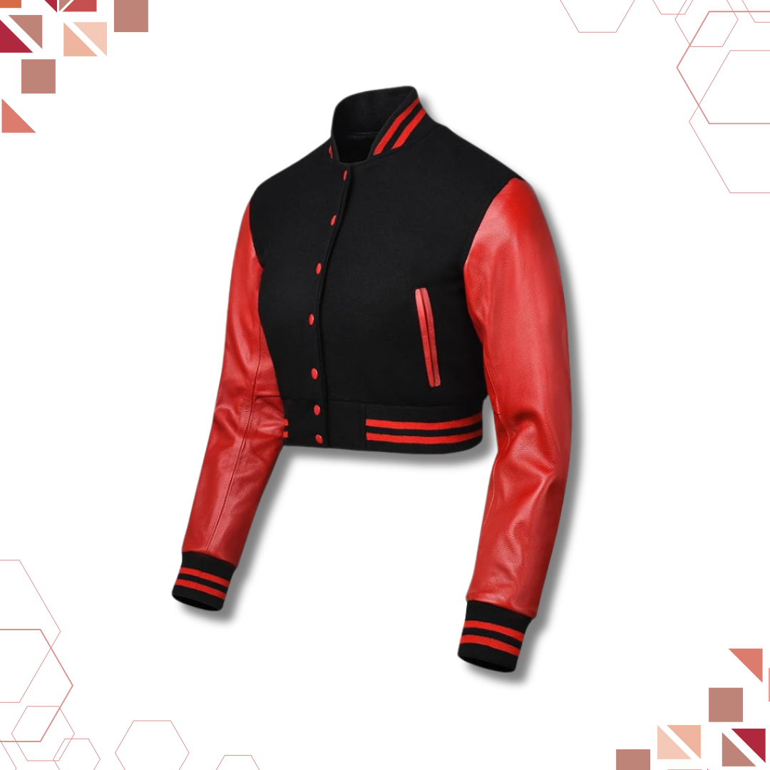 Sportibay -CROPPED VARSITY JACKET | RED