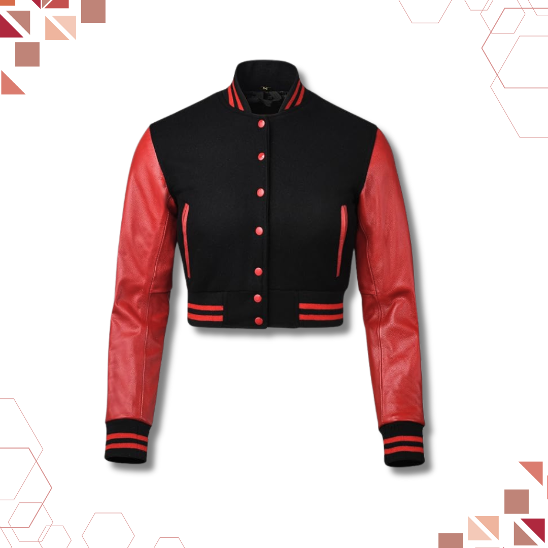 Sportibay -CROPPED VARSITY JACKET | RED