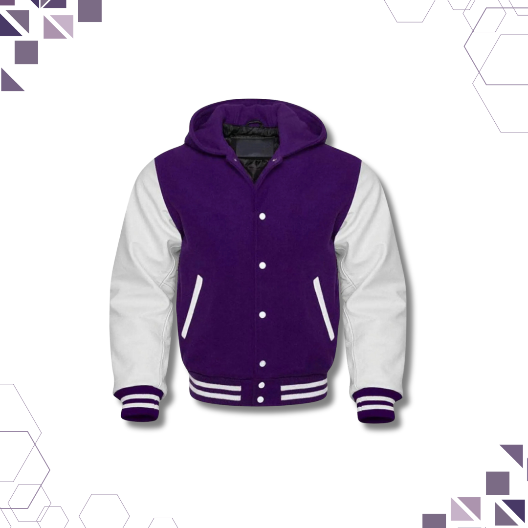 Sportibay - Varsity Hoodie Jacket | Purple & White
