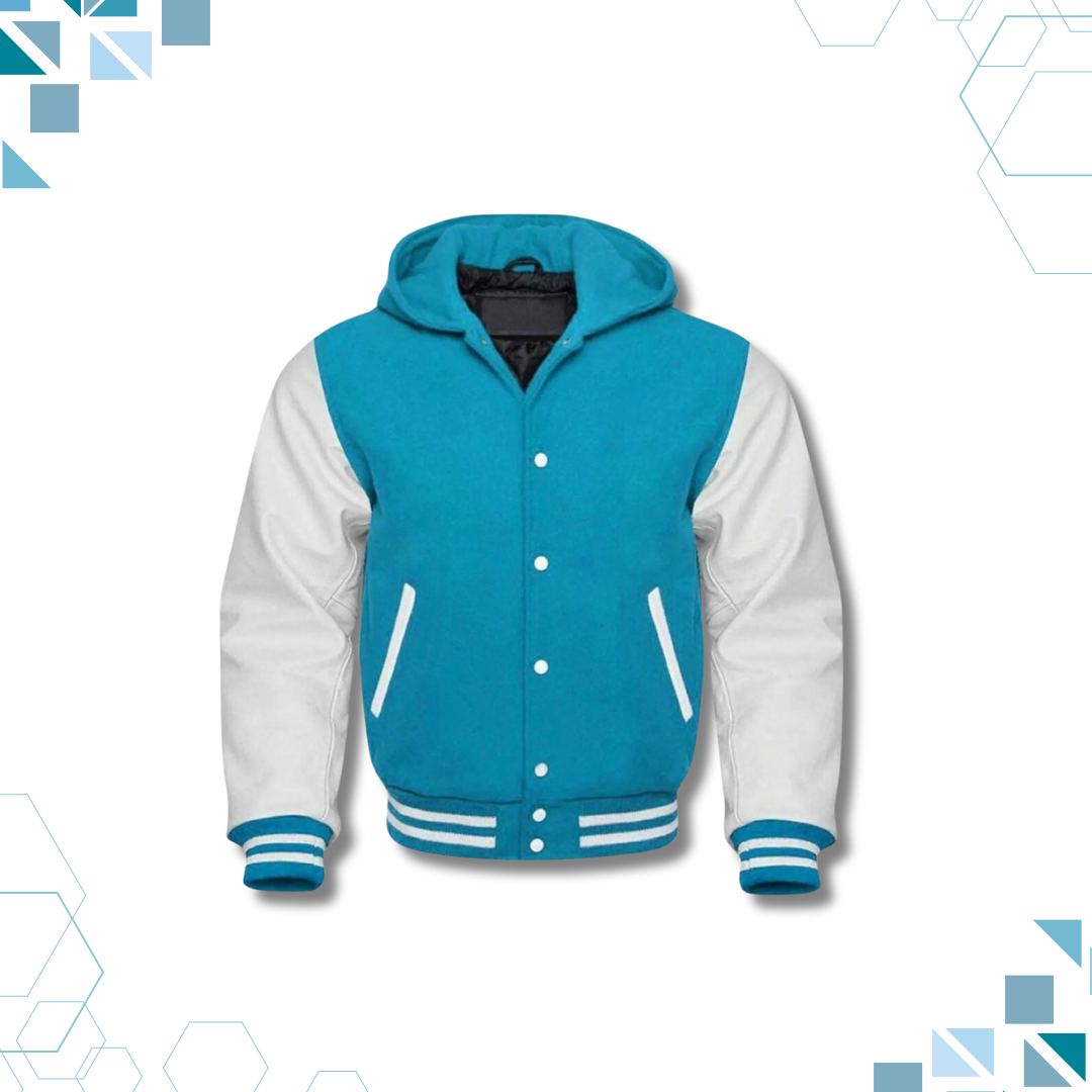 Sportibay - Varsity Hoodie Jacket | Sky Blue & White