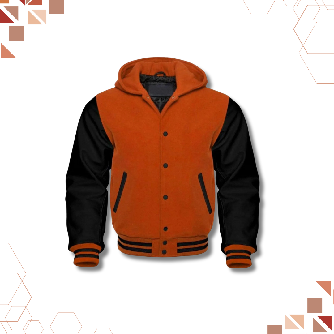 Sportibay - Varsity Hoodie Jacket | Orange & Black