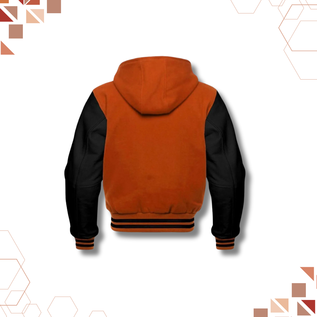 Sportibay - Varsity Hoodie Jacket | Orange & Black