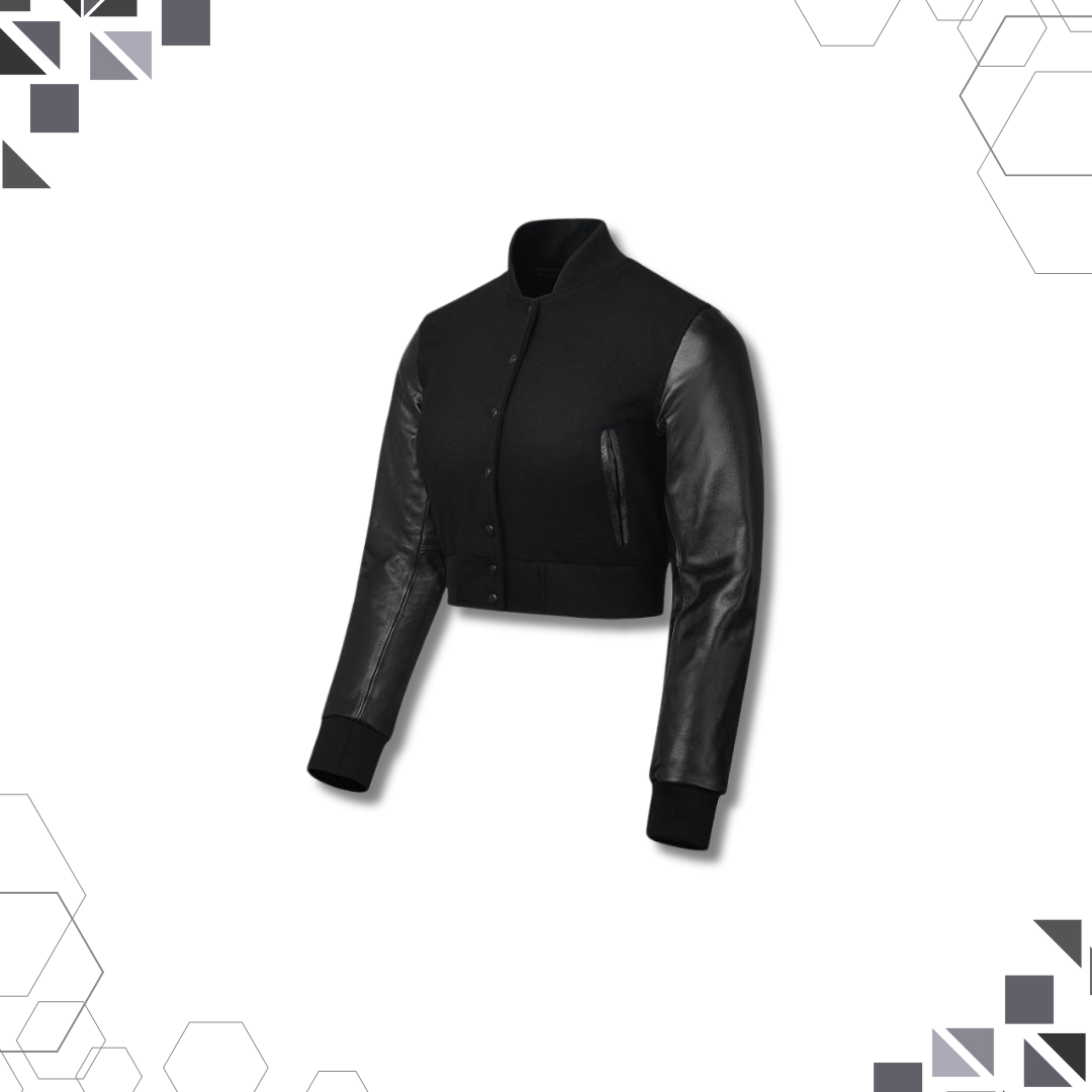 Sportibay - cropped Varsity Jacket | Black on Black