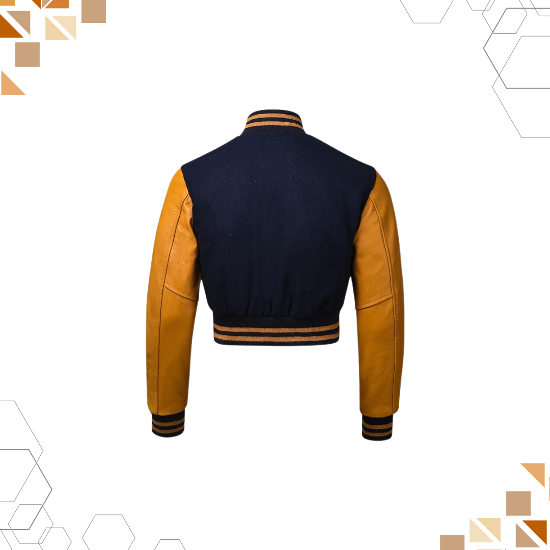 Sportibay - Cropped Varsity Jacket | Navy & Orange