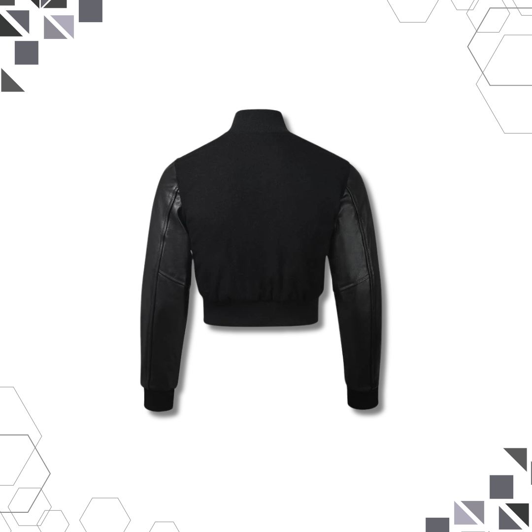 Sportibay - cropped Varsity Jacket | Black on Black