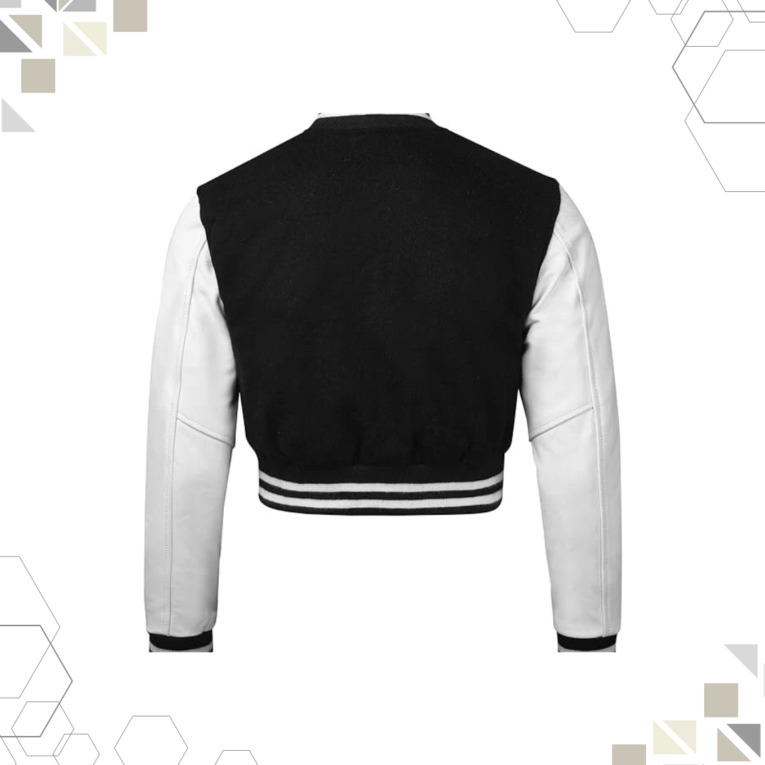 Sportibay - Cropped Varsity Jacket | Black & White