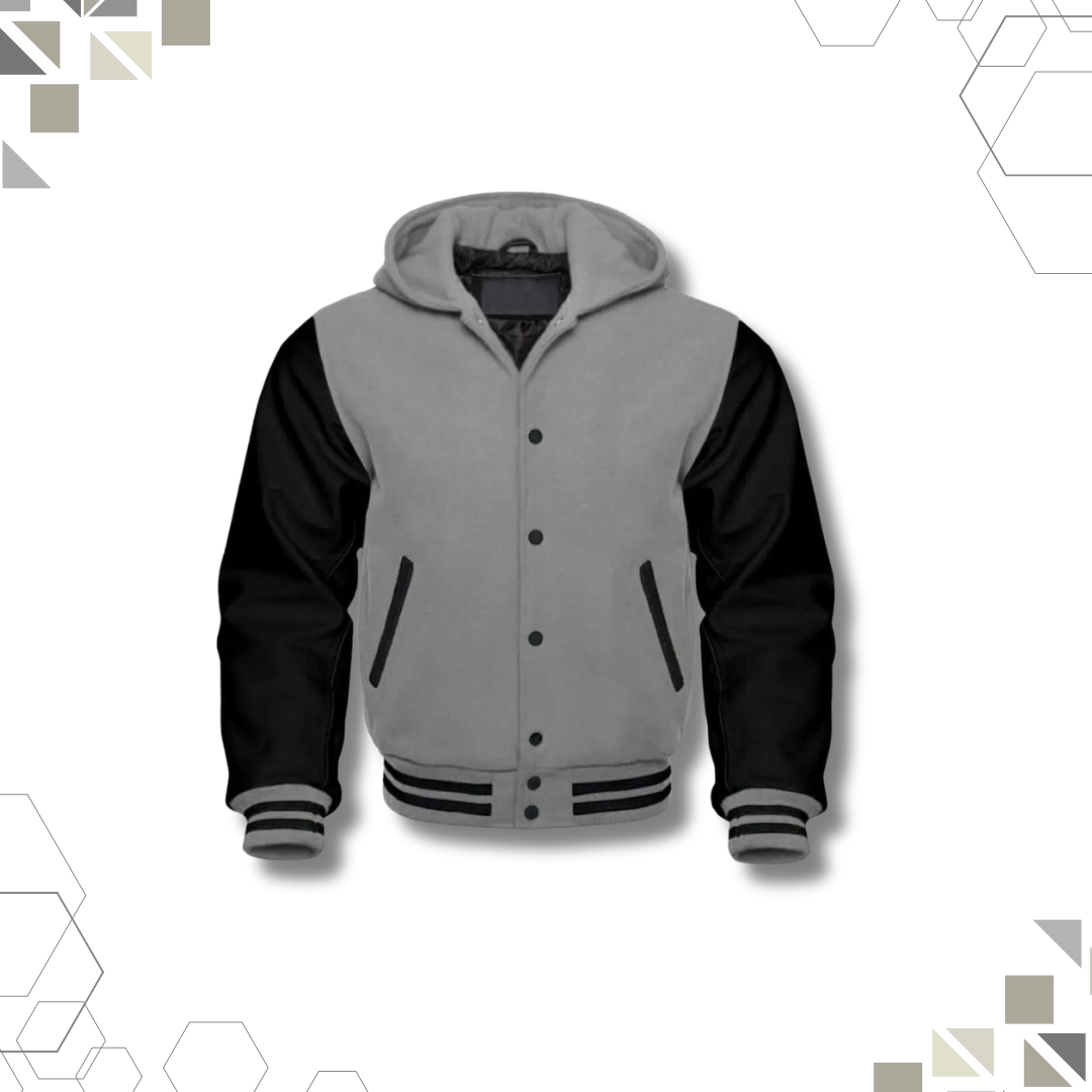 Sportibay - Varsity Hoodie Jacket | Grey & Black