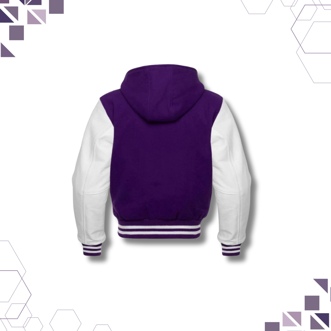 Sportibay - Varsity Hoodie Jacket | Purple & White