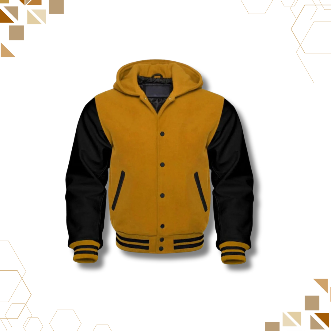 Sportibay - Varsity Hoodie Jacket | Yellow & Black
